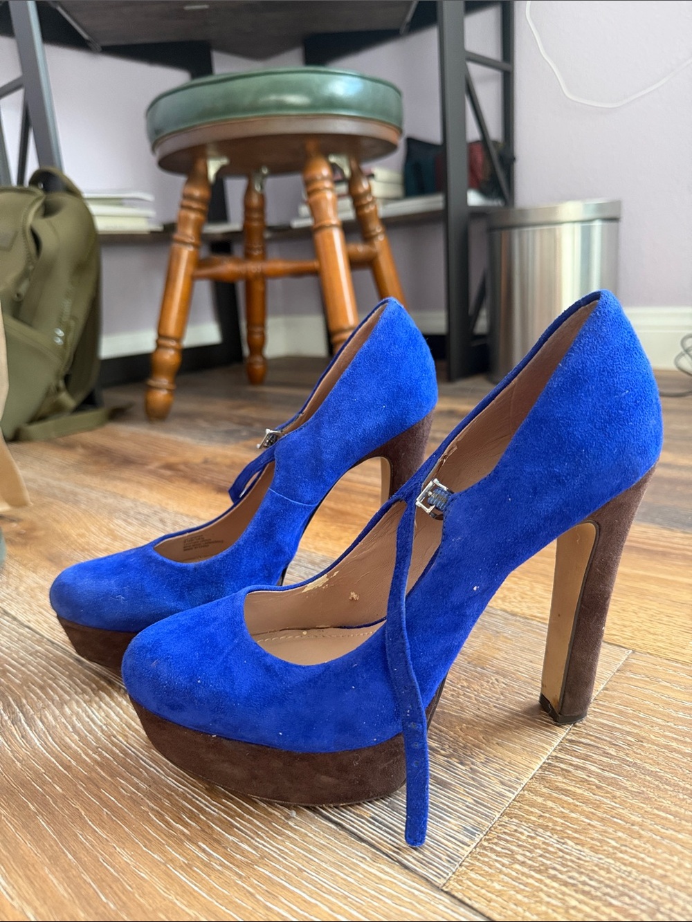 Vince Camuto Cobalt Blue Suede Mary Jane Platform Pumps
